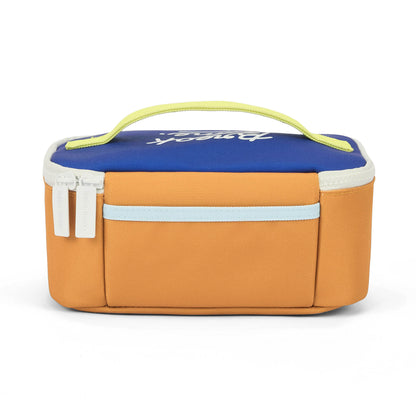 Saco de almoço infantil azul e laranja, pega com fecho Hello Hossy