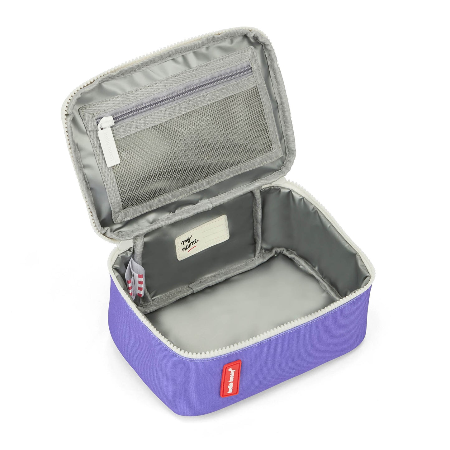 Saco de almoço infantil violeta, interior cinzento, compartimentos Hello Hossy