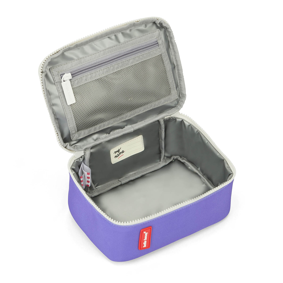 Saco de almoço infantil violeta, interior cinzento, compartimentos Hello Hossy