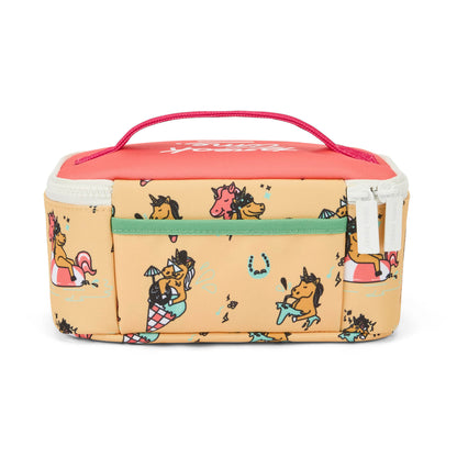 Saco de almoço infantil amarelo com padrão de unicórnio multicolorido Hello Hossy