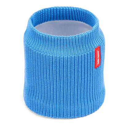 Snood infantil azul de malha com interior polar e etiqueta vermelha Hello Hossy