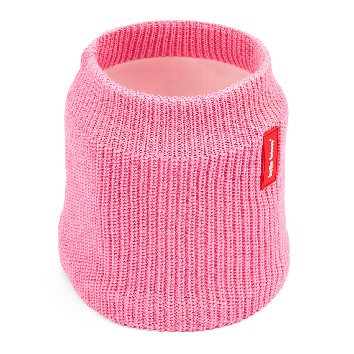 Snood infantil rosa em malha canelada, forro polar Hello Hossy
