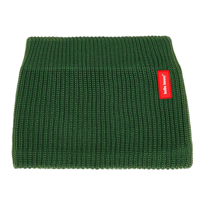 Snood infantil verde em malha canelada com etiqueta Hello Hossy