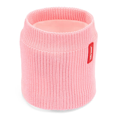 Snood para criança rosa, malha, forro polar, etiqueta vermelha Hello Hossy
