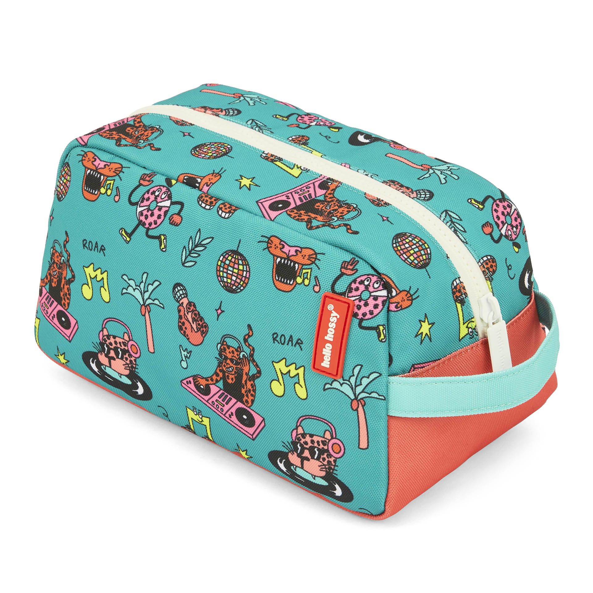 Nécessaire infantil verde com padrões de música e base coral Hello Hossy