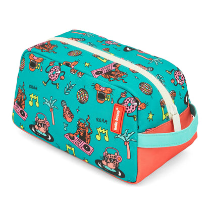 Nécessaire infantil verde com padrões de música e base coral Hello Hossy