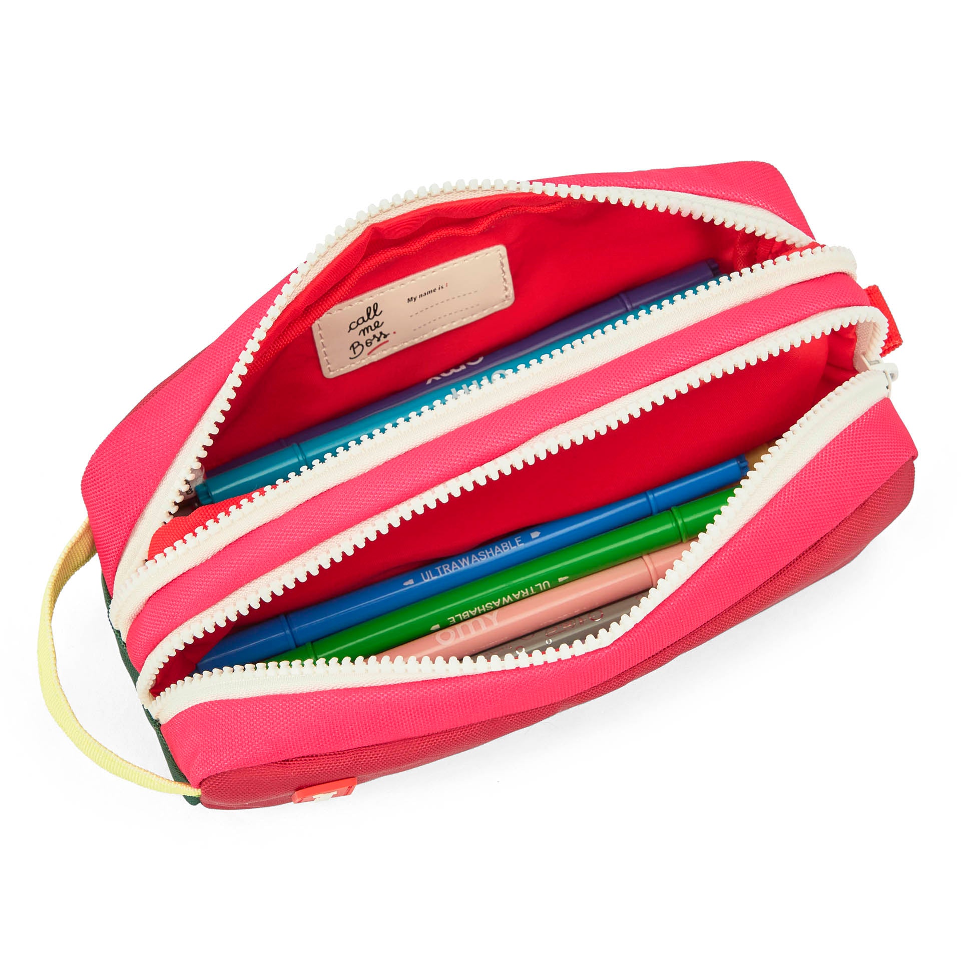 Estojo escolar infantil framboise com compartimento duplo Hello Hossy