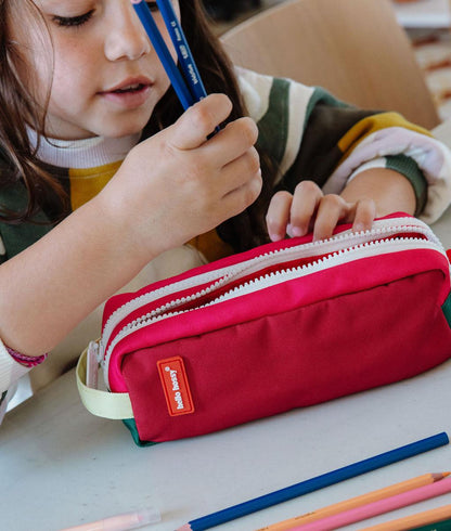 Estojo escolar infantil framboise com compartimento duplo Hello Hossy