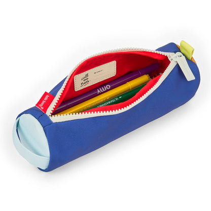 Estojo escolar para criança azul com interior vermelho e fecho branco Hello Hossy