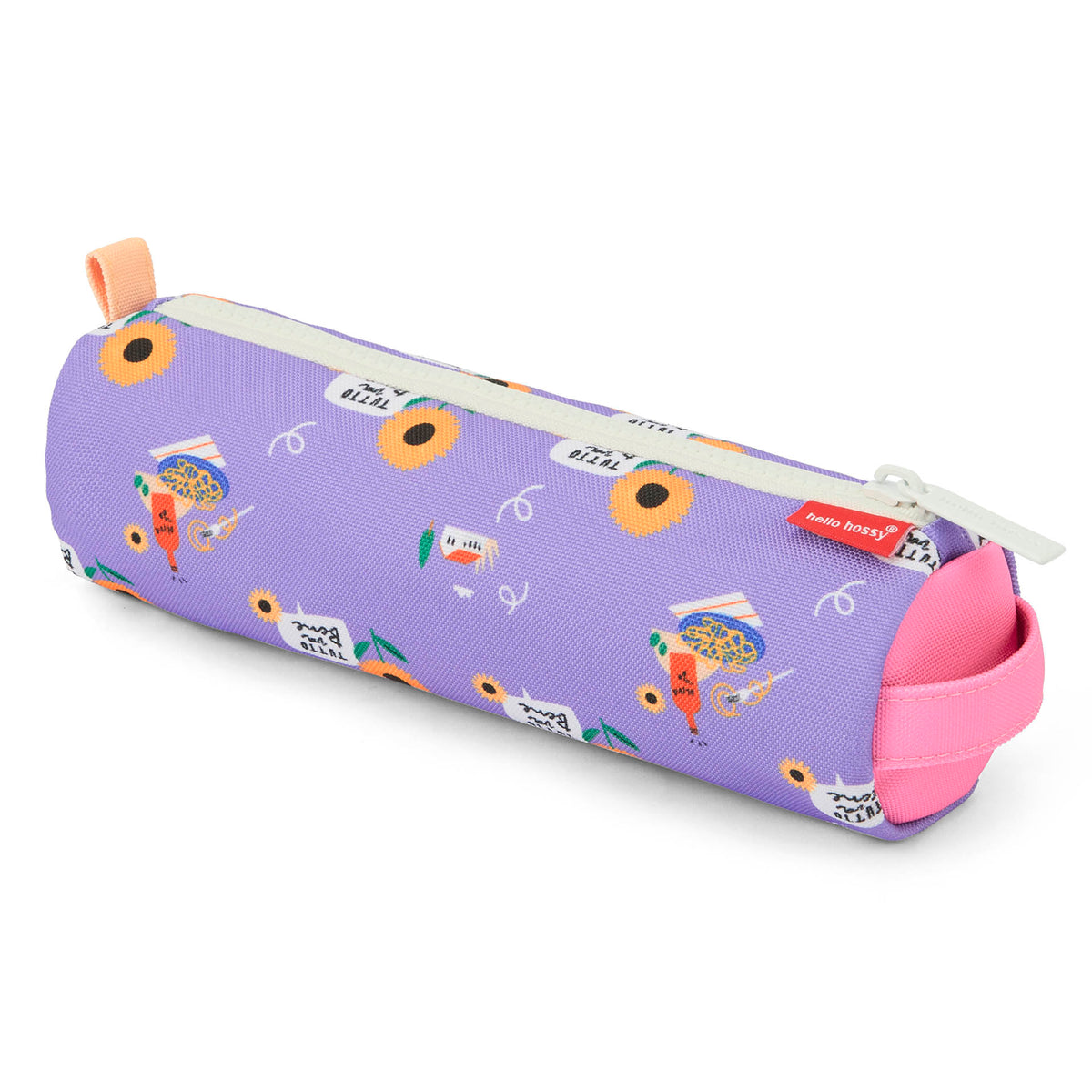 Estojo escolar infantil violeta com motivo de flores e girassóis Hello Hossy