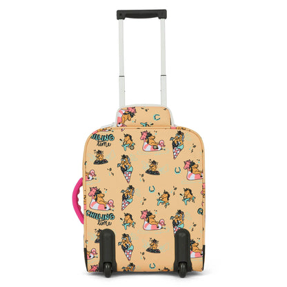 Mala de viagem infantil amarela com estampado de unicórnio rosa Hello Hossy