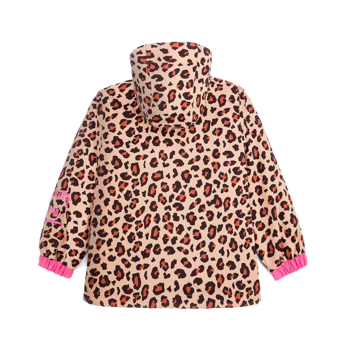 Veste hiver enfant motif léopard capuche manches élastiquées roses Hello Hossy