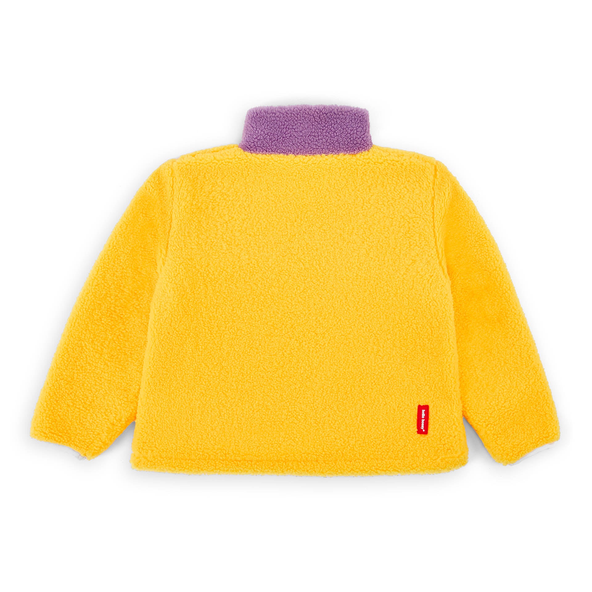 Casaco polar infantil amarelo com gola lilás Hello Hossy