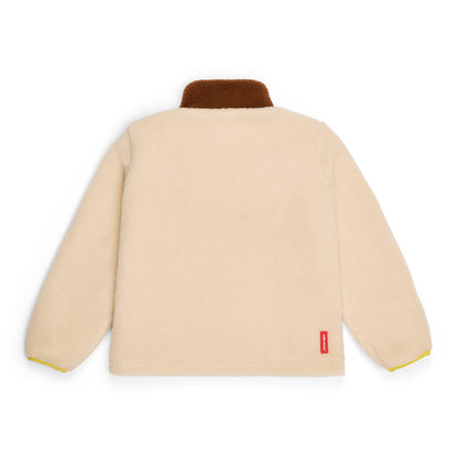 Casaco polar infantil creme e castanho, vista traseira Hello Hossy