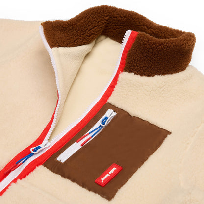 Casaco polar creme e castanho infantil com fecho de correr Hello Hossy