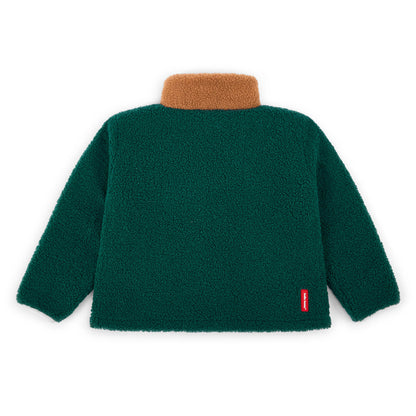 Casaco polar infantil azul e verde com gola castanha Hello Hossy