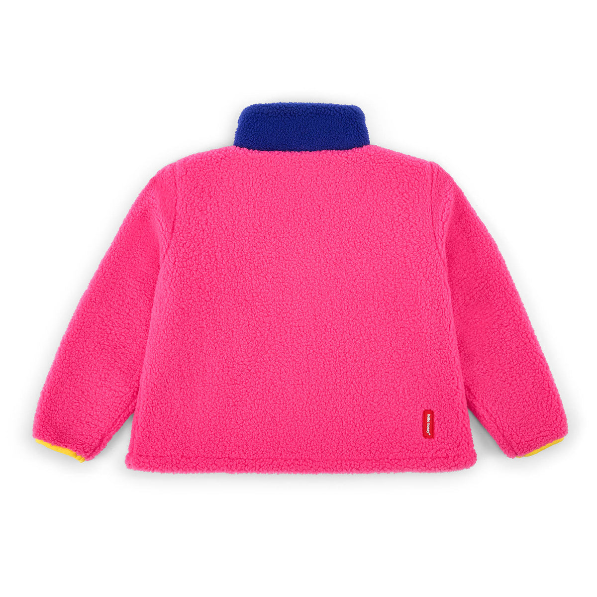 Casaco polar infantil fuchsia com gola azul e mangas compridas Hello Hossy