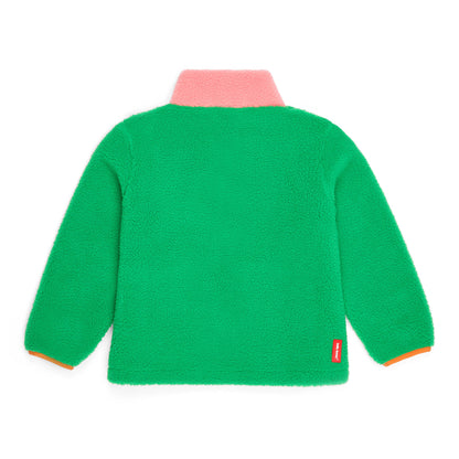 Casaco polar infantil bicolor rosa e verde, vista traseira Hello Hossy