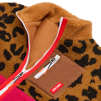 Casaco polar infantil leopard com fecho de correr Hello Hossy