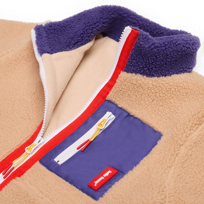 Casaco polar bege infantil com fecho de correr Hello Hossy