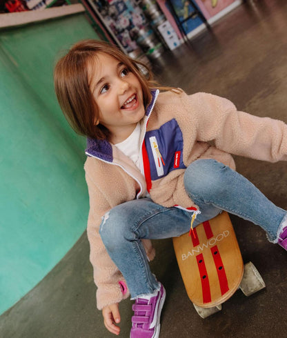 Casaco polar infantil bicolor bege violette usado Hello Hossy