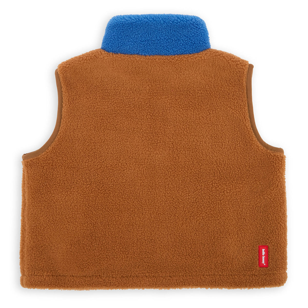 Colete polar infantil Camel com gola azul, coleção outono-inverno Hello Hossy
