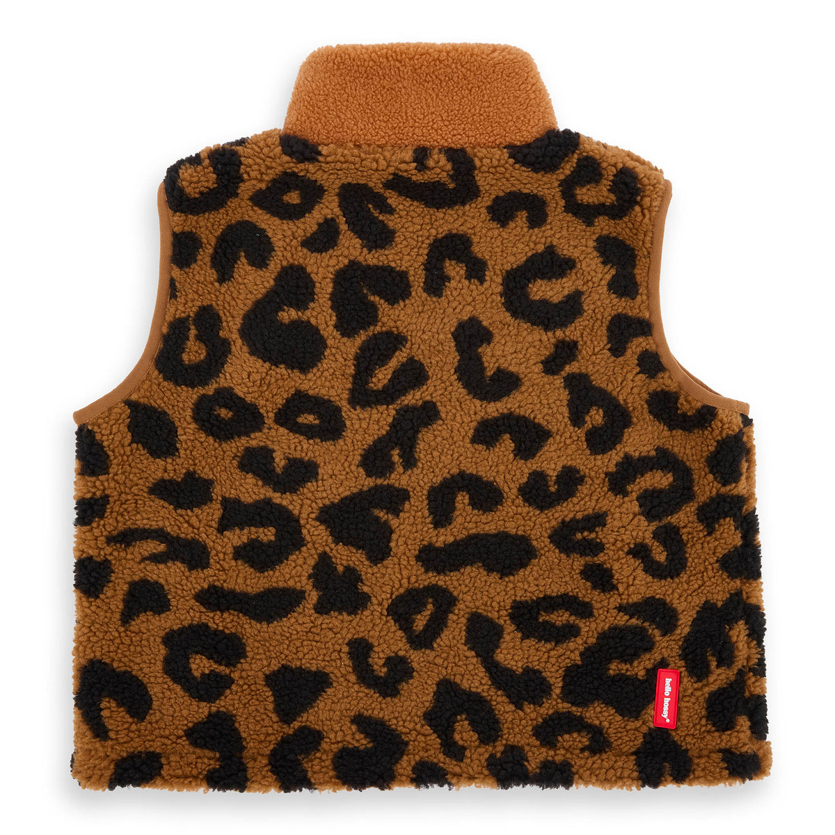 Colete polar infantil castanho com padrão leopard Hello Hossy