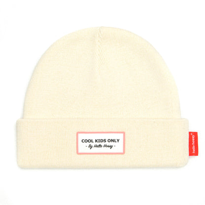 Gorro infantil bege com etiqueta bordada Cool Kids Only Hello Hossy