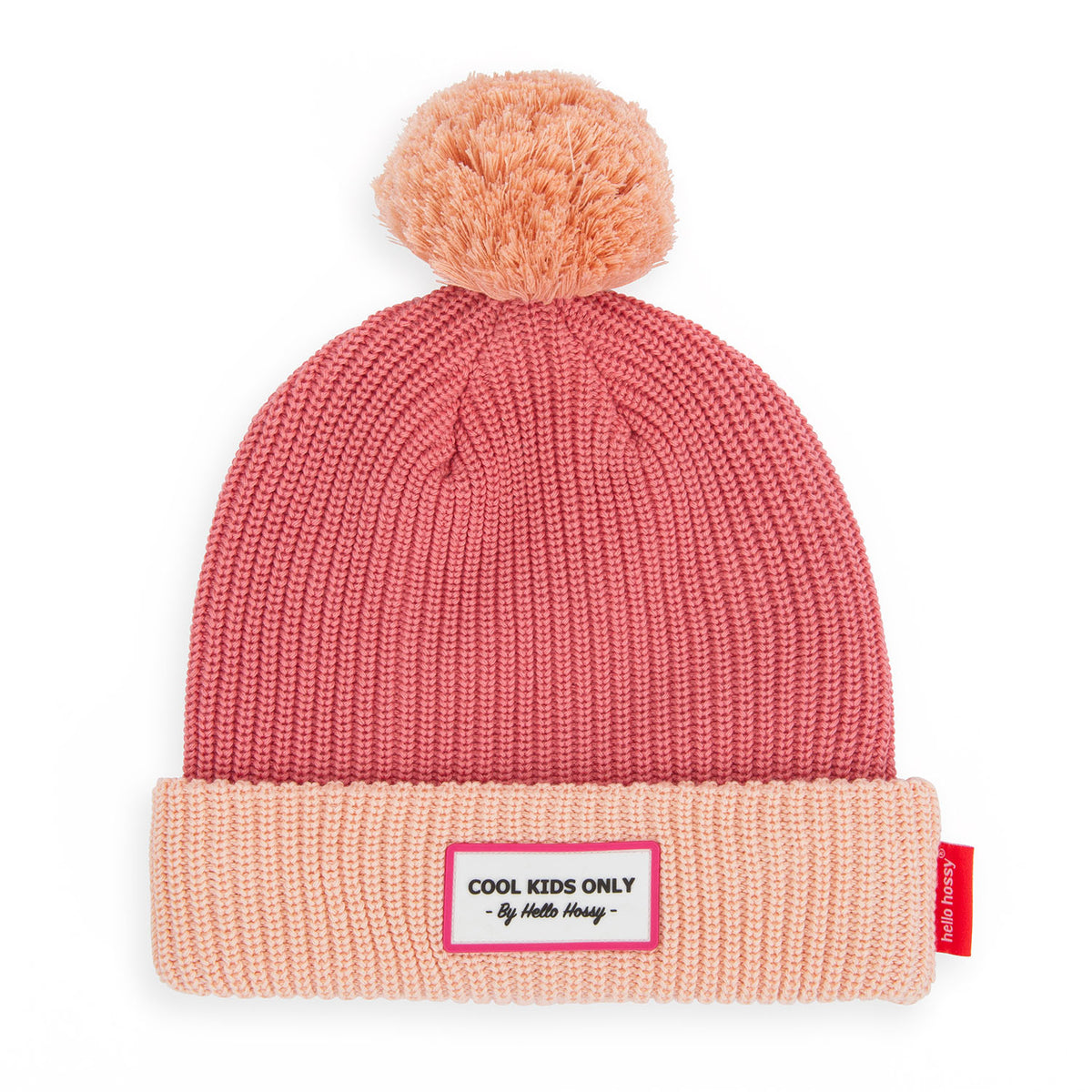 Gorro para crianças Color Block Blush, com pompom, forro polar, algodão orgânico, desde os 9 meses, Cool Kids Only !