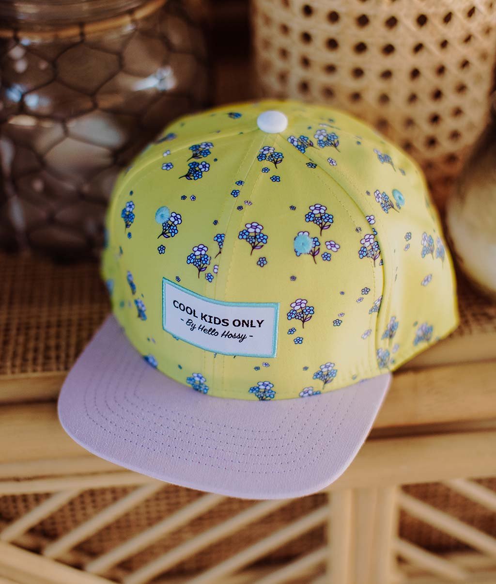 Boné infantil Lemon Flowers, pala reta, ecorresponsável, certificado Oeko-Tex, desde os 9 meses, Cool Kids Only!
