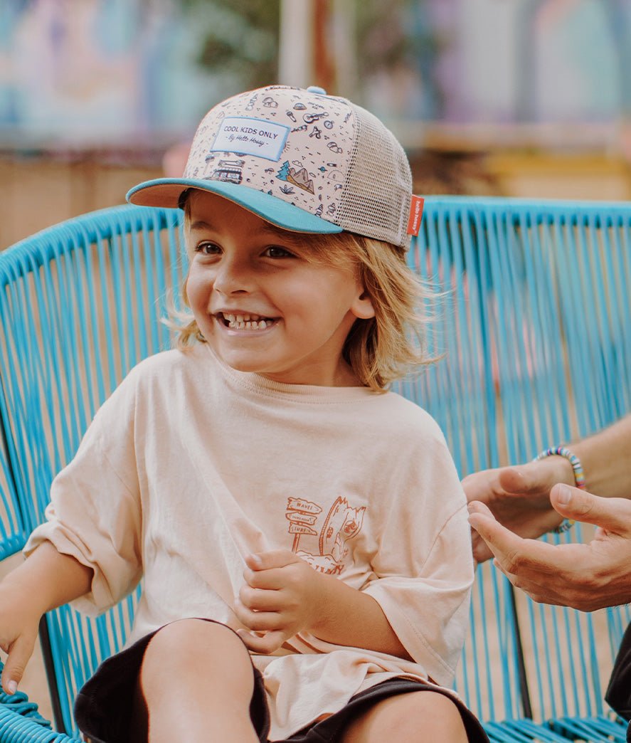 Boné infantil Road Trip, estilo Trucker, ecorresponsável, certificado Oeko-Tex, desde os 9 meses, Cool Kids Only!